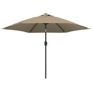 vidaXL Sonnenschirm mit LED-Leuchten und Stahlmast 300 cm Taupe