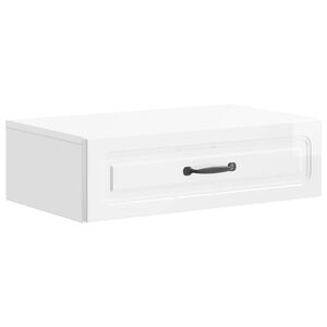 vidaXL Wandmontierter Beistelltisch Hochglanz Wei&szlig; 59 x 34,5 x 17 cm