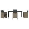 vidaXL Garten Essgruppe mit Kissen 5 pcs Grau Poly-Rattan