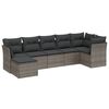 vidaXL 7-tlg. Garten-Sofagarnitur mit Kissen Hellgrau Poly Rattan
