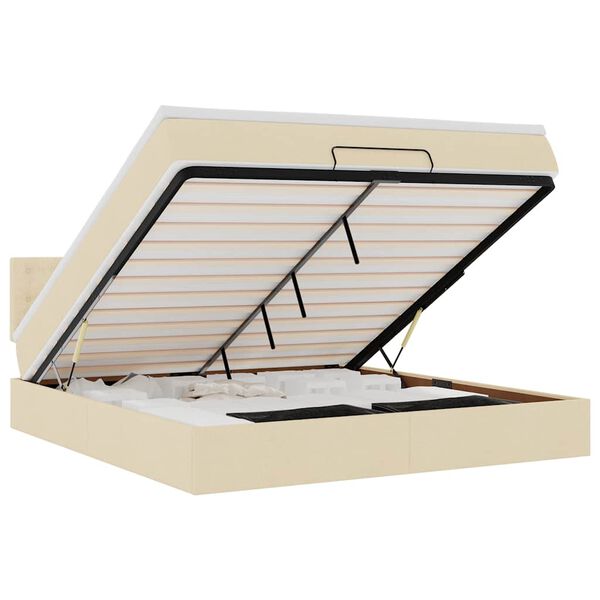 vidaXL Ottoman-Bett mit Matratze Creme 180x200 cm Stoff