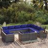vidaXL 12-tlg. Garten-Lounge-Set mit Kissen Grau Poly Rattan
