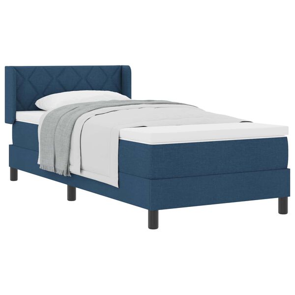 vidaXL Boxspringbett mit Matratze mit Kopfteil Blau 200 x 100 cm Stoff