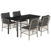 vidaXL 5-tlg. Garten-Essgruppe mit Kissen Hellgrau Poly Rattan