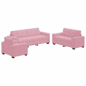 vidaXL Sofa 3 pcs Rosa Leinenmischgewebe