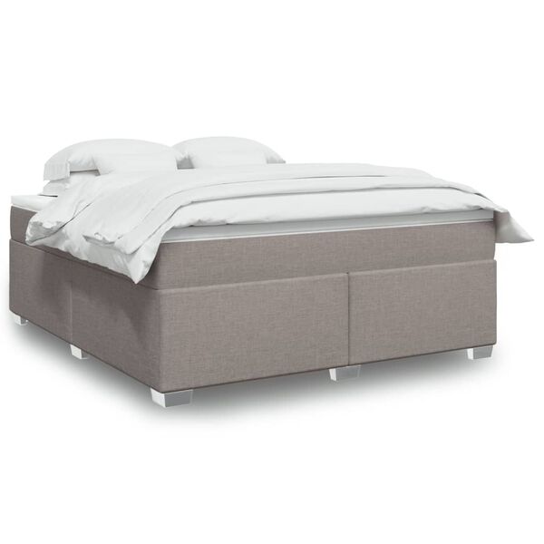 vidaXL Boxspringbett mit Matratze Taupe 180x200 cm Stoff