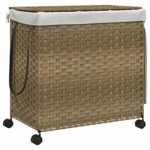 vidaXL W&auml;schekorb mit Rollen 60x35x60,5 cm Rattan