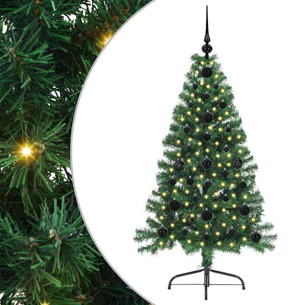 vidaXL K&uuml;nstlicher vorbeleuchteter Weihnachtsbaum Gr&uuml;n 120 cm PVC