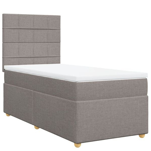 vidaXL Boxspringbett mit Matratze Taupe 80x200 cm Stoff