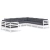 vidaXL 9-tlg. Garten-Lounge-Set mit Kissen Wei&szlig; Massivholz Kiefer