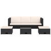vidaXL 4-tlg. Garten-Lounge-Set mit Auflagen Poly Rattan Schwarz