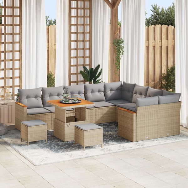 vidaXL Gartensofa-set 12 pcs Beige Poly-Rattan