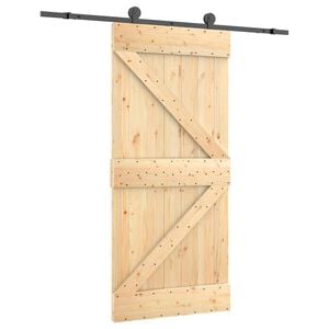 vidaXL Schiebet&uuml;r 95 x 210 cm Massivkiefer (Unbehandelt)