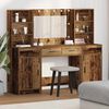 vidaXL Schminktischset mit LED mit Regal 3 pcs Altholz Holzwerkstoff