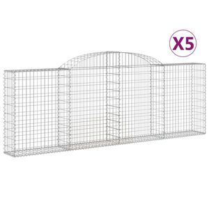 vidaXL Gabionen mit Hochbogen 5 Stk. 300x30x100/120cm Verzinktes Eisen