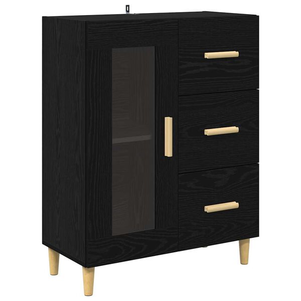 vidaXL Sideboard Schwarz Eichen-Optik 69,5 x 34 x 90 cm Holzwerkstoff