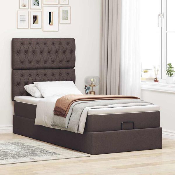vidaXL Ottoman-Bett mit Matratze Dunkelbraun 100x200 cm Stoff