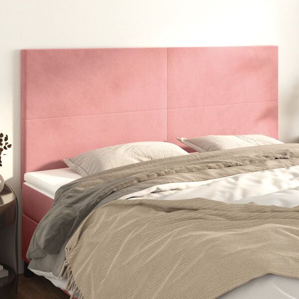 vidaXL Kopfteil Rosa 160 x 5 x 118/128 cm Samt