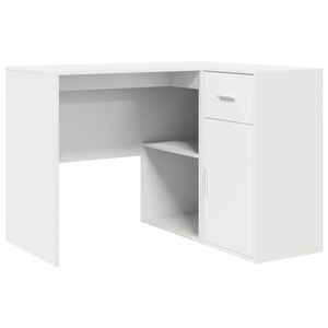 vidaXL Eck-Schreibtisch mit Schubladen mit Regal Wei&szlig; 102 x 88 x 75 cm