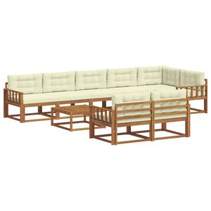 vidaXL Outdoor-Sofagarnitur mit Kissen 9 pcs Natur und Creme