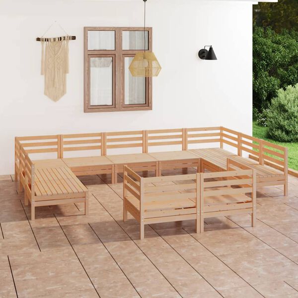 vidaXL 11-tlg. Garten-Lounge-Set Massivholz Kiefer