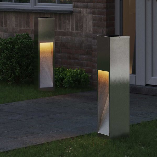 vidaXL Solar LED Wegeleuchte 2 pcs Silber Edelstahl