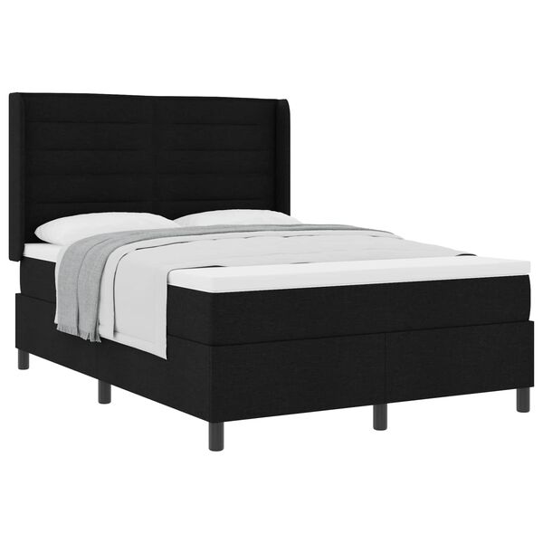 vidaXL Boxspringbett mit Matratze Schwarz 140 x 190 cm Stoff