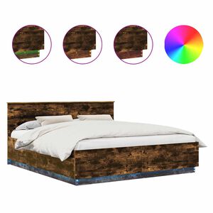 vidaXL Bettrahmen Ger&auml;ucherte Eiche 200 x 200 cm Holzwerkstoff