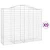 vidaXL Gabionen mit Hochbogen 9 Stk. 200x50x160/180cm Verzinktes Eisen