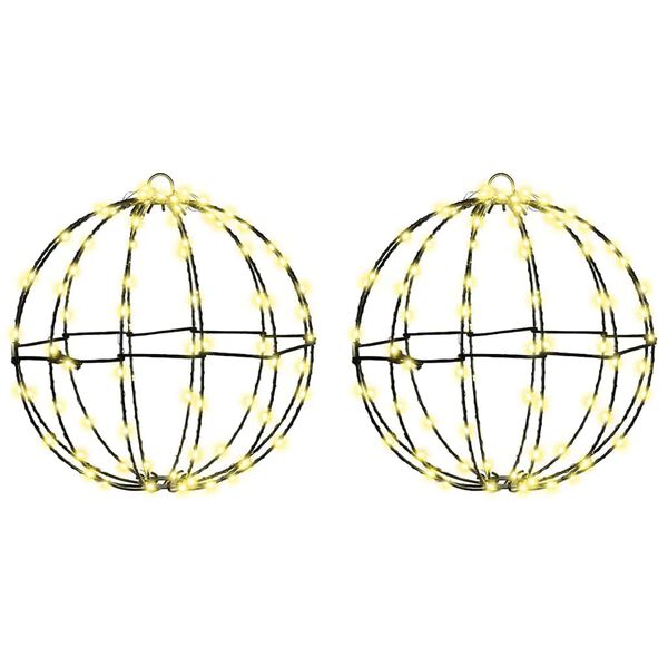 vidaXL Ball mit 192 LEDs 2 pcs Warmwei&szlig; 30 x 30 x 32 cm Metall