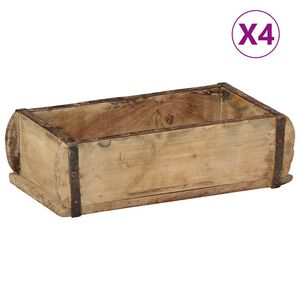 vidaXL Tablett 4 pcs Braun 30 x 15 x 9 cm Massives upgecyceltes Holz