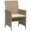 vidaXL 3-tlg. Bistro-Set mit Kissen Beige Poly Rattan