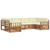 vidaXL Outdoor-Sofagarnitur 6 Stk. Natur und Creme Massivholz Akazie