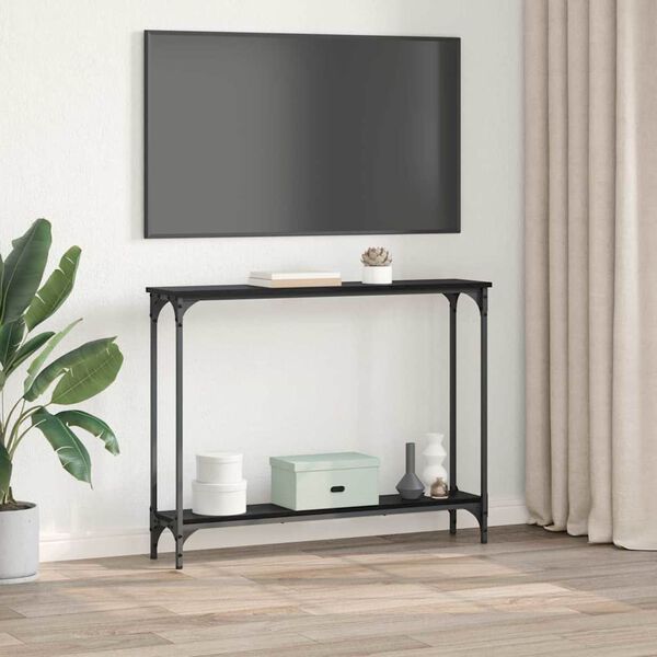 vidaXL Konsolentisch mit Regal Schwarz Eichen-Optik 100 x 22,5 x 75 cm