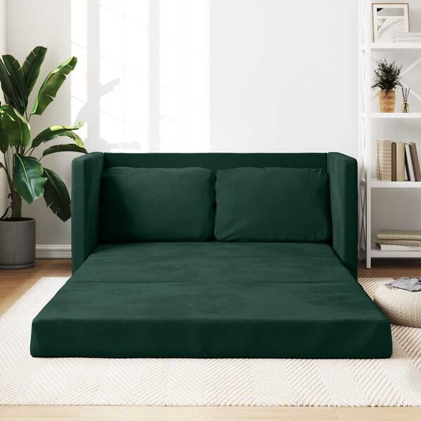 vidaXL Bodensofa mit Schlaffunktion Dunkelgrün 122x204x55 cm Samt