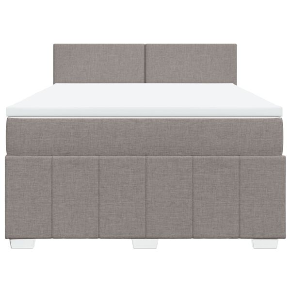 vidaXL Boxspringbett mit Matratze Taupe 140x190 cm Stoff