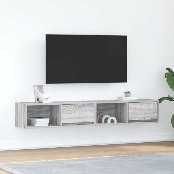 vidaXL TV-Schr&auml;nke 2 Stk. Grau Sonoma 80x31x25,5 cm Holzwerkstoff
