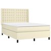 vidaXL Boxspringbett mit Matratze & LED Creme 140x190 cm Kunstleder