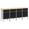 vidaXL Werkbank mit Speicher 4 Stk. Schwarz und Grau 200 x 55 x 85 cm