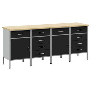 vidaXL Werkbank mit Speicher 4 Stk. Schwarz und Grau 200 x 55 x 85 cm