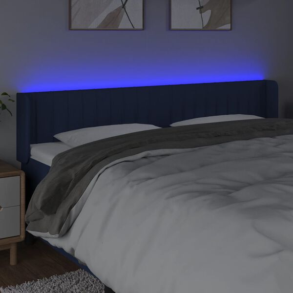 vidaXL LED Kopfteil Blau 183x16x78/88 cm Stoff