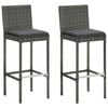 vidaXL Garten-Barhocker mit Kissen 2 Stk. Grau Poly Rattan