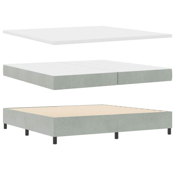 vidaXL Boxspringbett mit Matratze Hellgrau 200 x 200 cm Samt