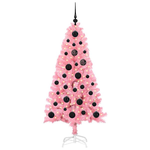 vidaXL Weihnachtsbaum mit 150 LEDs mit St&auml;nder Rosa 150 cm PVC