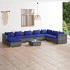 vidaXL 9-tlg. Garten-Lounge-Set mit Kissen Poly Rattan Grau