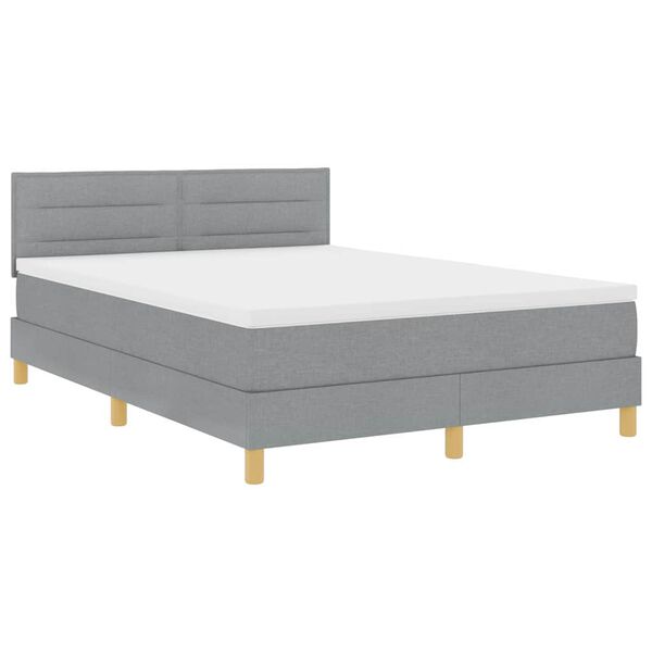 vidaXL Boxspringbett mit Matratze Hellgrau 140 x 200 cm Stoff