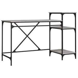 vidaXL Schreibtisch mit Regal Grau Sonoma 135x50x90 cm Holzwerkstoff