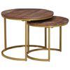 vidaXL Nesting-Couchtische 2 pcs Massivholz Mango und Stahl