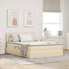 vidaXL Bett mit Stauraum und LED mit Matratze Creme 140 x 190 cm Stoff