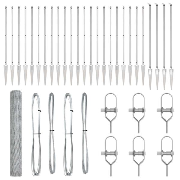 vidaXL Zaunpfosten Silber 50 x 1,2 m (13 mm Gitter) Stahl